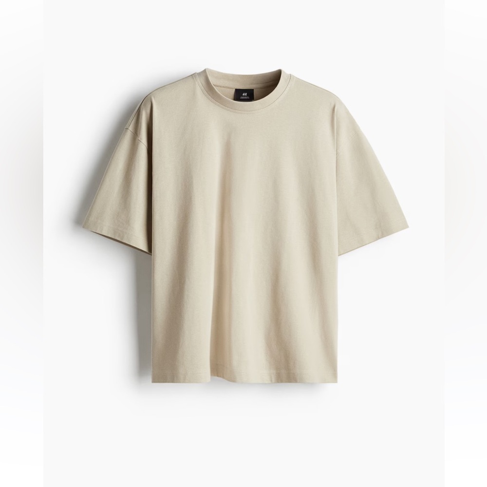 H&M OVERSIZED FIT COTTON T-SHIRT MEN BEIGE